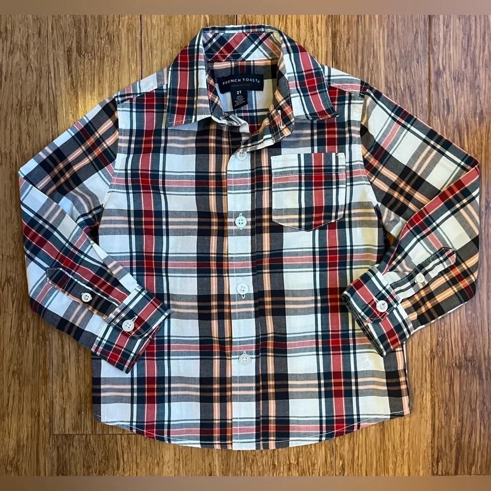 French toast long sleeve boys dress shirt size 2t button up. 1573